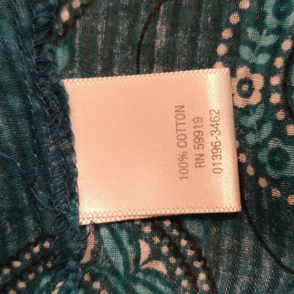 Christopher and Banks turquoise print cotton top Sz XL - Picture 8 of 10